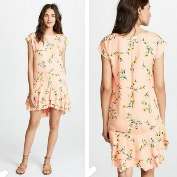 Joie Coreen Silk Floral High Low Tiered Ruffle Flounce Hem Dress - Picture 2 of 6